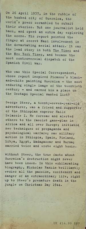 Telegram From Guernica: The Extraordinary Life of George Steer, War Correspondent | Nicholas Rankin