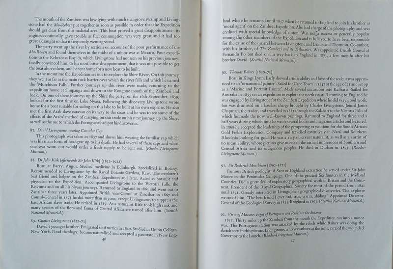 The Life and Work of David Livingstone and the Discovery of the Victoria Falls. Guide to the Exhi...
