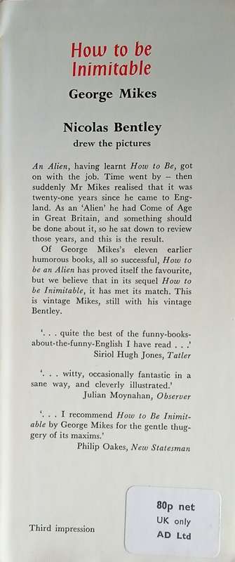 How to be Inimitable | George Mikes, pictures by Nicolas Bentley