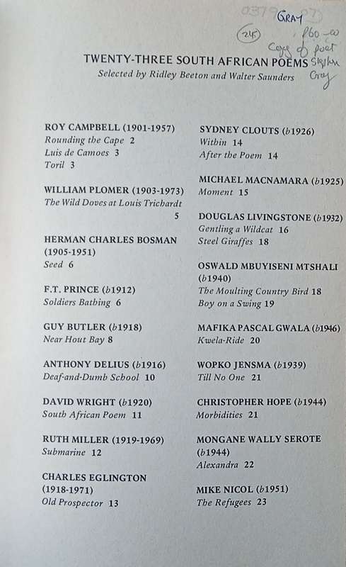 Twenty-Three South African Poems | Ridley Beeton & Walter Saunders (comp.)