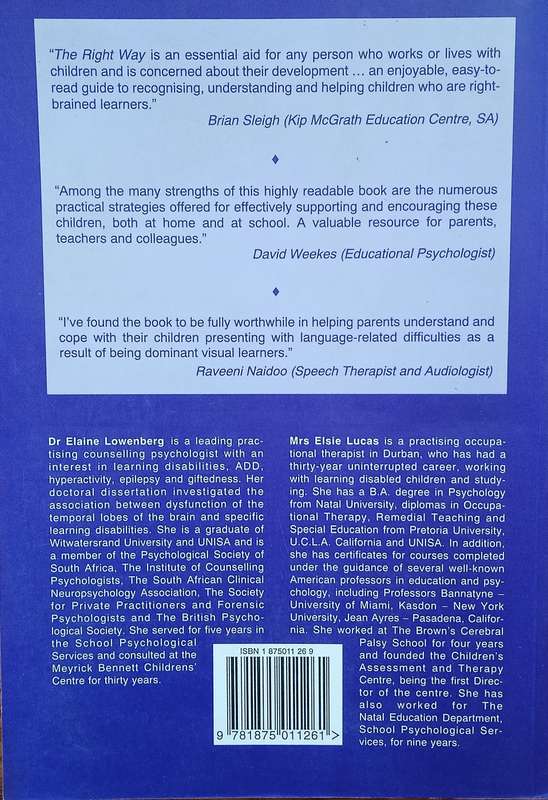 The Right Way: A Guide for Parents and Teachers to Encourage Visual Learners | Elaine Lowenberg, ...