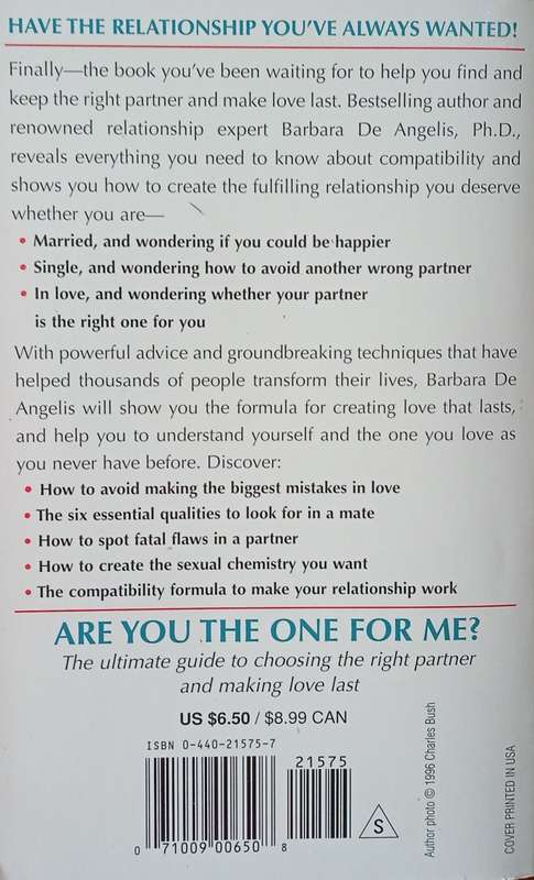Are You the One For Me? Knowing Who's Right & Avoiding Who's Wrong | Barbara De Angelis