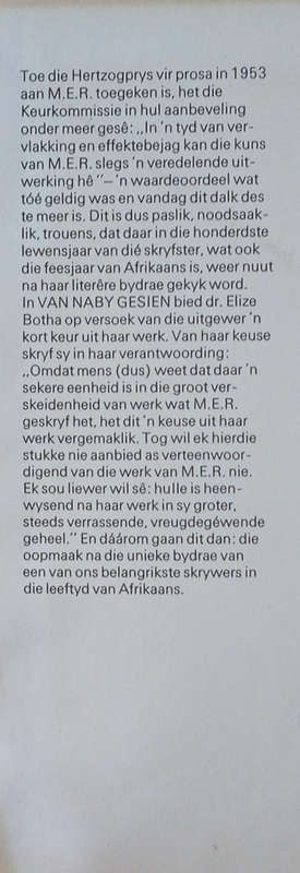 M.E.R. Van Nader Gesien: 'n Keur Uit die Kortkuns van M.E.R. [Afrikaans] | Elize Botha (ed.)