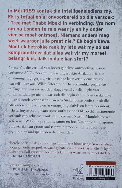 Eindstryd: Geheime Gesprekke en die Einde van Apartheid [Signed by the author] [Afrikaans] | Will...