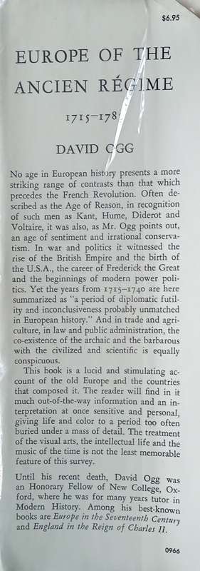 Europe of the Ancien Régime 1715-1783 | David Ogg