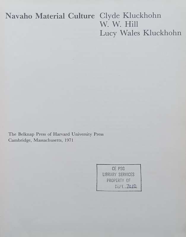 Navaho Material Culture | Clyde Kluckhohn, et al.