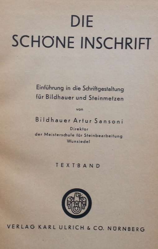 Die Schone Inschrift (German) | Arthur Sansoni