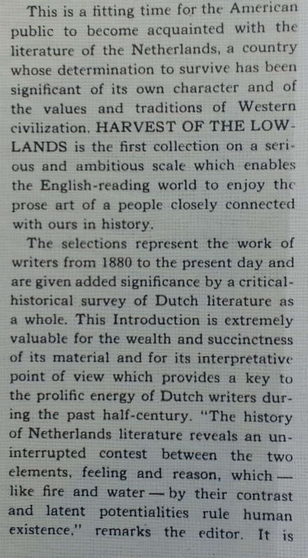 Harvest of the Lowlands: An Anthology in English Translation of Creative Writing in the Dutch Lan...