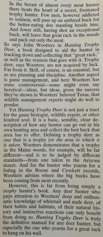 Hunting Trophy Deer (Inscribed by Author) | John Wootters