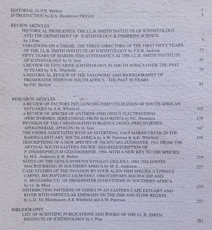 Transactions of the Royal Society of South Africa, Vol. 51, 1996: Special Issue on Ichthyology