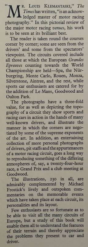 Motor Racing Circuits of Europe | Louis Klemantaski & Michael Frostick