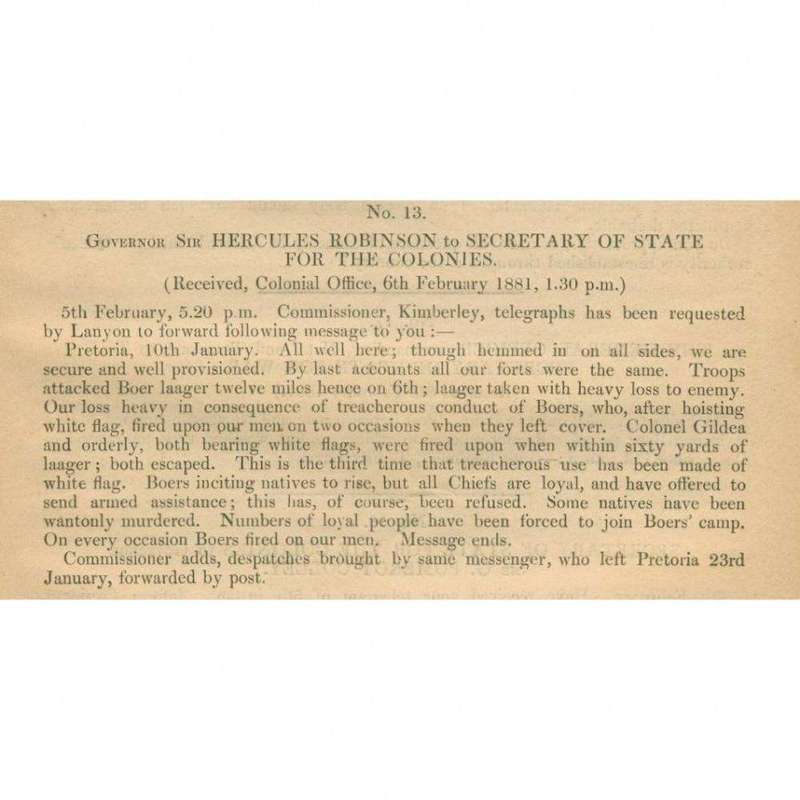 Further Correspondence (Telegraphic) Respecting the Affairs of South Africa