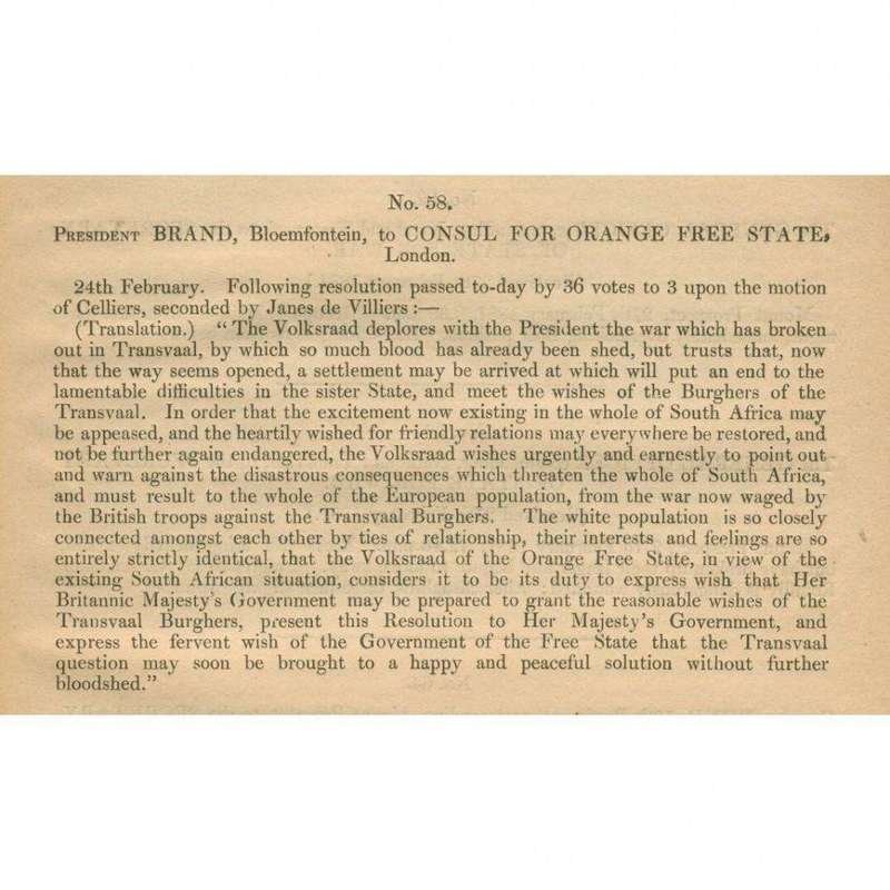 Further Correspondence (Telegraphic) Respecting the Affairs of South Africa