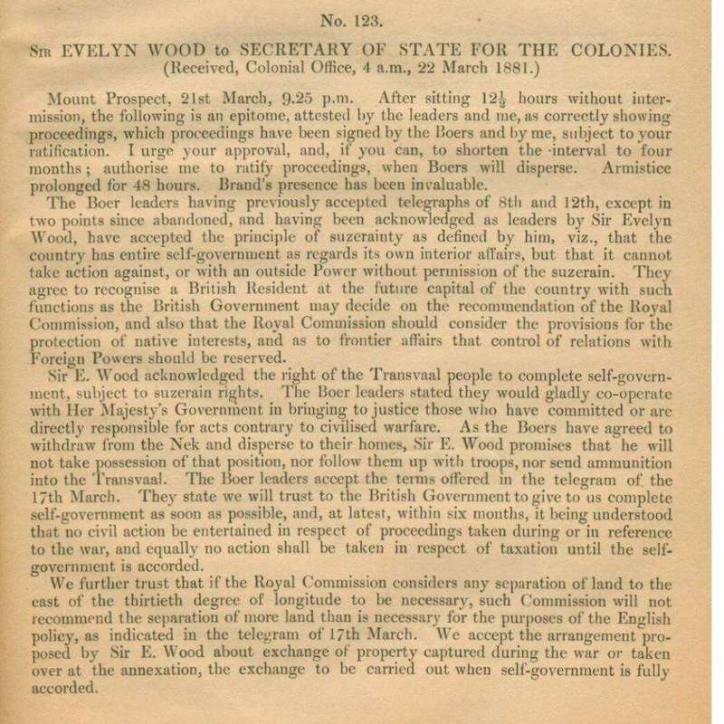 Further Correspondence (Telegraphic) Respecting the Affairs of South Africa