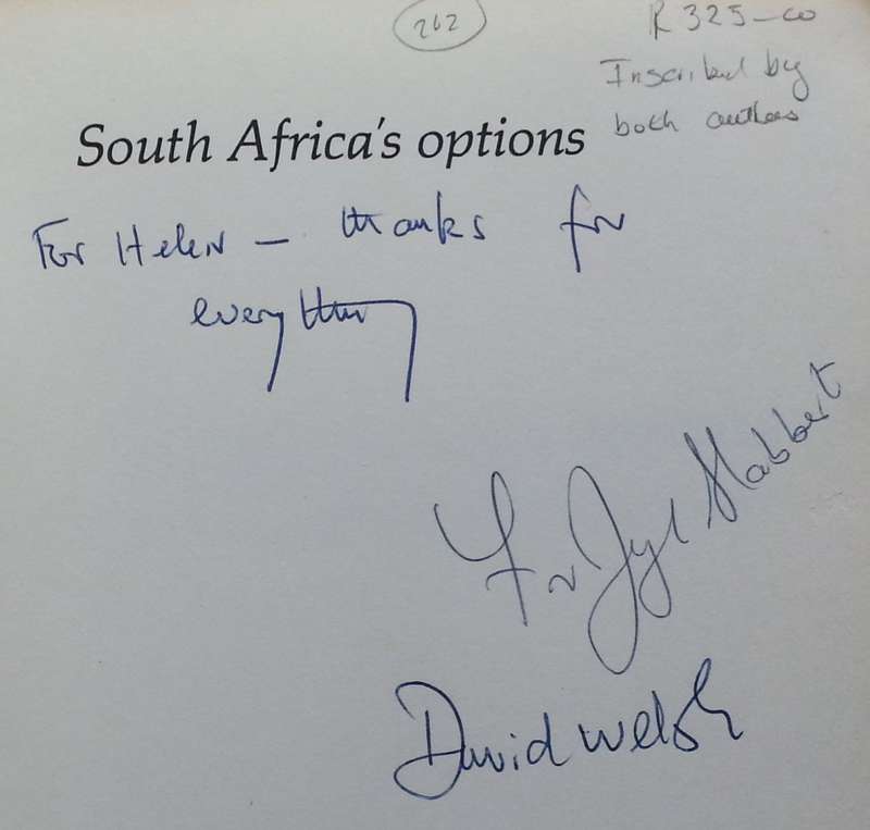 South Africa's Options: Strategies for Sharing Power (Inscribed by both Authors) | F. van Zyl Sla...