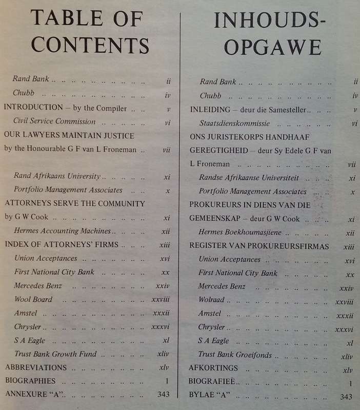 Biographical Directory of South African Lawyers, 1970 | J. F. Uys