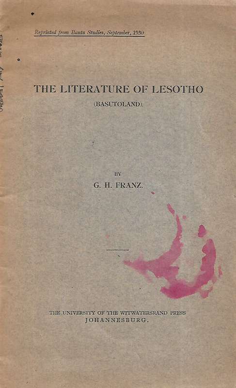 The Literature of Lesotho (Basutoland) | G. H. Franz
