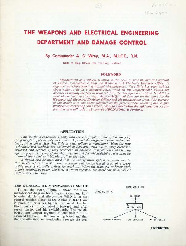 The Weapons and Electrical Enginnering Department and Damage Control | A. C. Wray