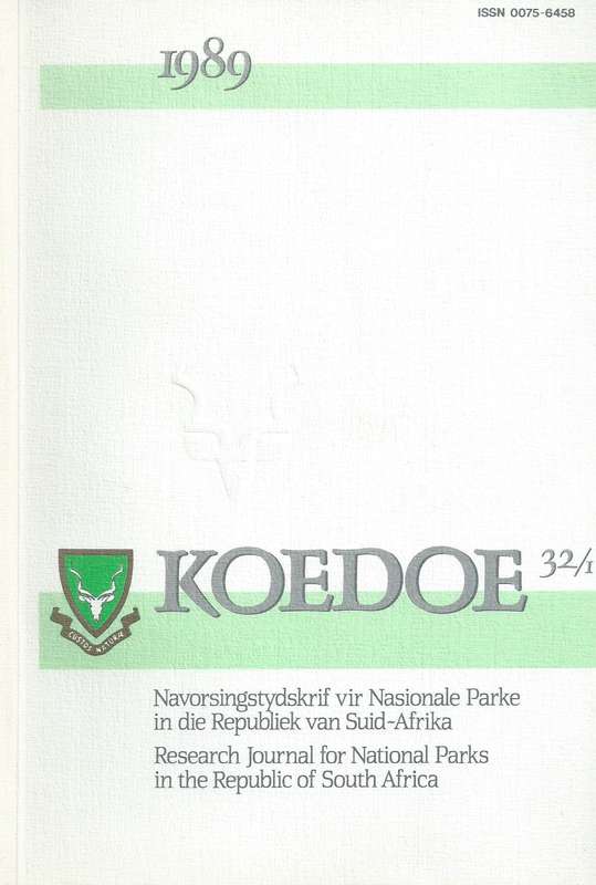 Koedoe (Vol. 32, No. 1, 1989)