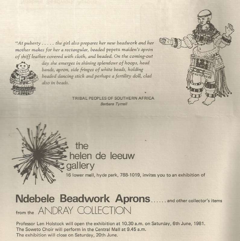 Ndebele Beadwork Aprons and other Collector's Items from the Andray Collection (Invitation to the...