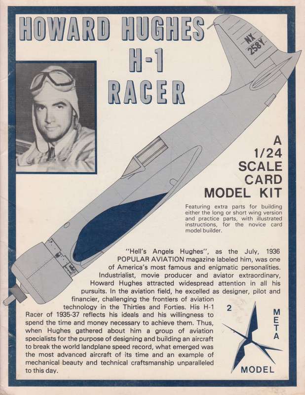 Howard Hughes H-1 Racer: A 1/24 Scale Card Model Kit