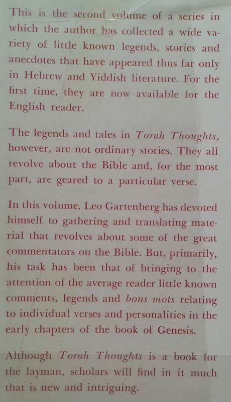 Torah Thoughts (Both Volumes Inscribed by Editor) | Leo Gartenberg (Ed.)