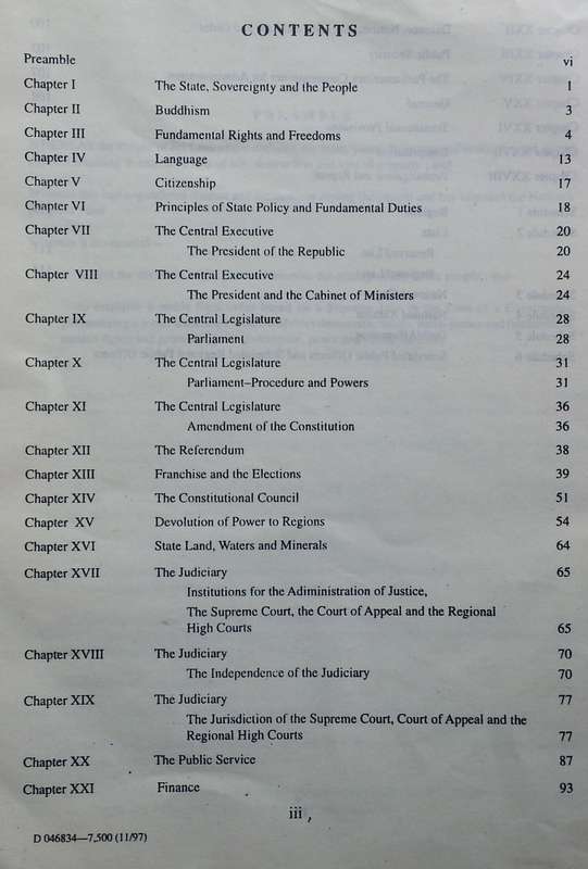 The Government's Proposals for Constitutional Reform, October 1997 (Sri Lanka)