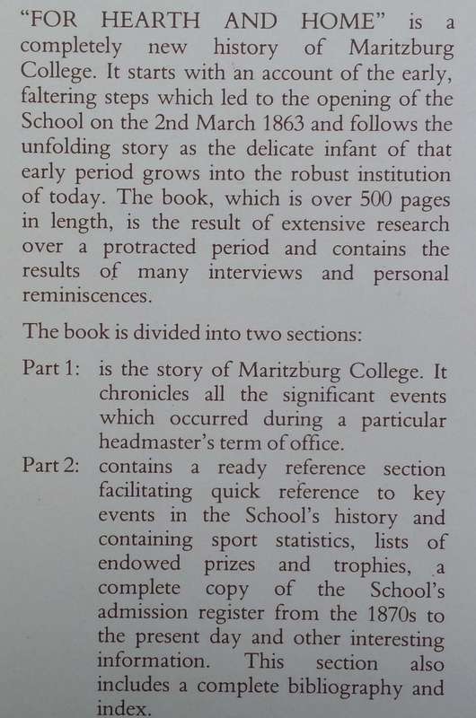 For Hearth and Home: The Story of Maritzburg College, 1863-1988 | Simon Haw & Richard Frame