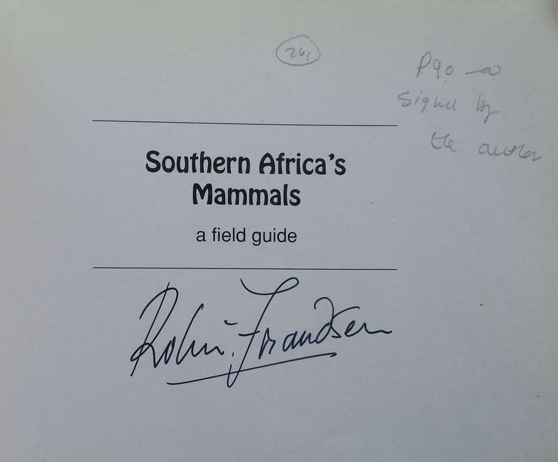 Southern Africa's Mammals: A Field Guide (Signed by Author) | Robin Fradsen