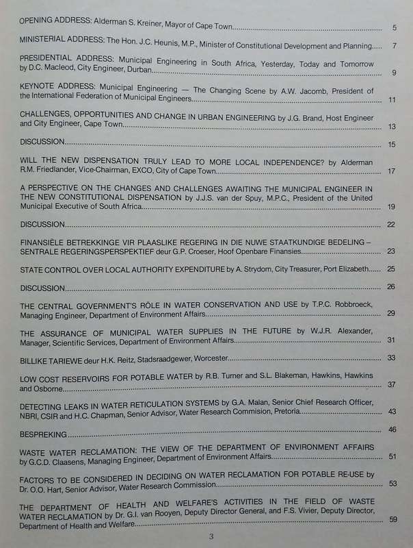 The Transactions of the Institution of Municipal Engineers of Southern Africa, 1984-85