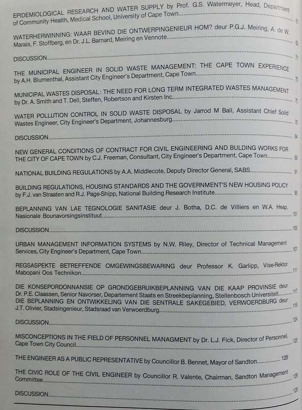The Transactions of the Institution of Municipal Engineers of Southern Africa, 1984-85