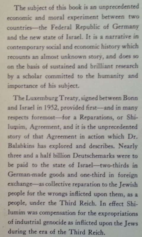 West German Reparations to Israel | Nicholas Balabkins