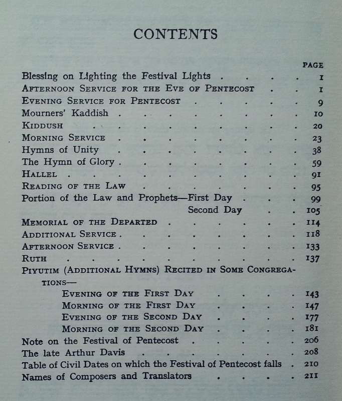 Service of the Synagogue: Pentecost