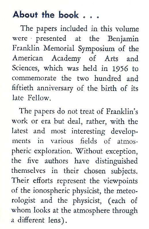 Atmospheric Explorations: Papers of the Benjamin Franklin Memorial Symposium | Henry G. Houghton ...