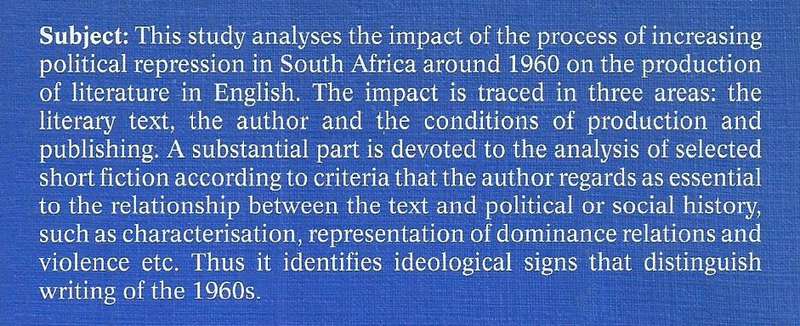 Literature in Time With History: South African Literature in English and Political Change in the ...