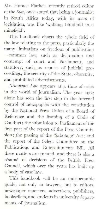 Newspaper Law of South Africa | Leslie Blackwell & Brian Reginald Bamford