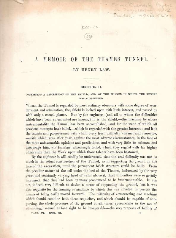A Memoir of the Thames Tunnel | Henry Law