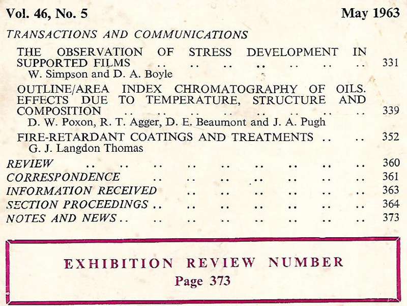 Journal of the Oil and Colour Chemists' Association (Vol. 46, No. 5, May 1963)