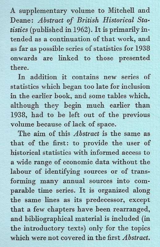 Second Abstract of British Historical Statistics | B. R. Mitchell & H. G. Jones