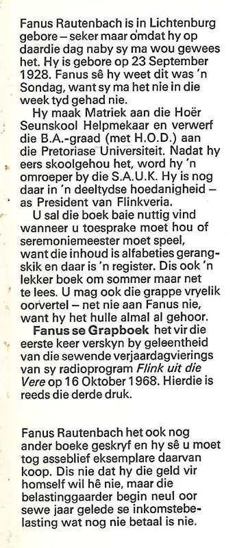 Fanus se Grapboek: Segoed vir Alle Geleenthede (Inscribed by Author) | Fanus Rautenbach