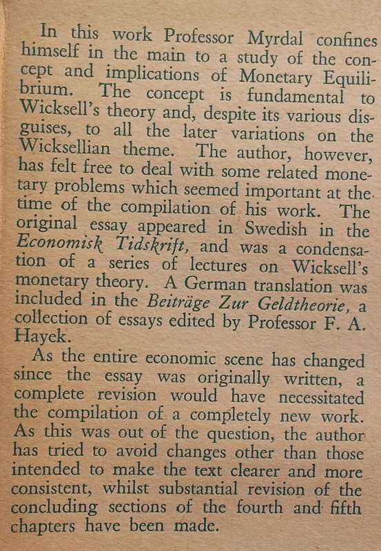 Monetary Equilibrium (With Review Slip) | Gunnar Myrdal