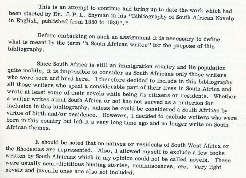 A Bibliography of South African English Novels, 1930-1960 | Aviva Astrinsky