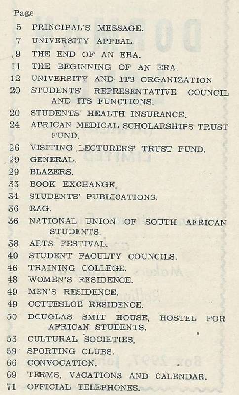 Students' Handbook (Wits University, 1954)