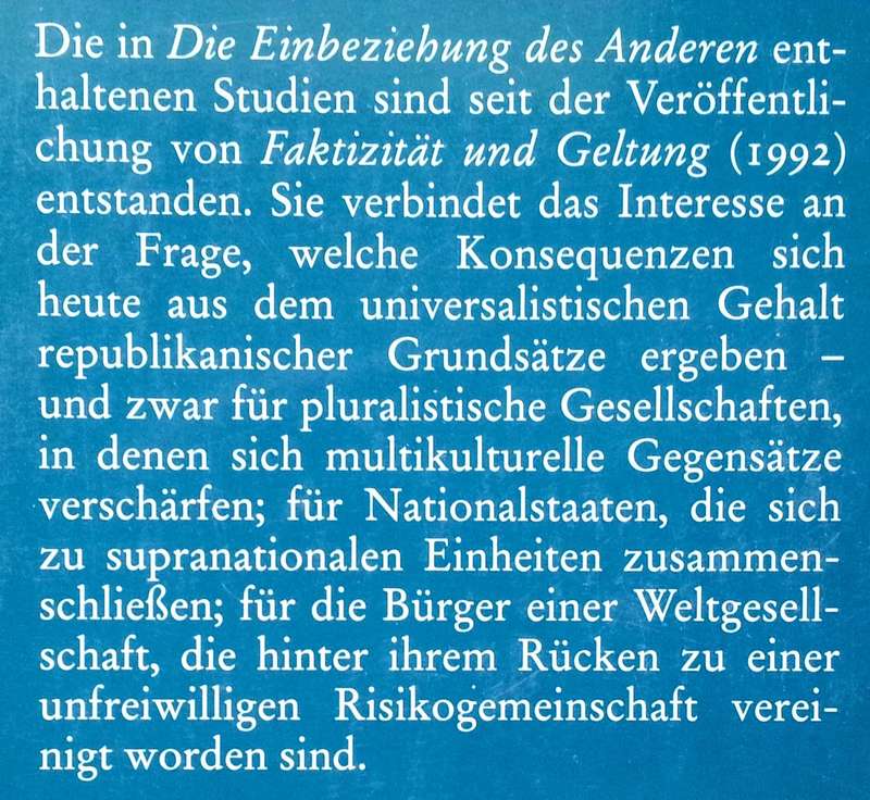 Die Einbeziehung des Andreren: Studien zur Politischen Theorie (German) | Jurgen Habermas