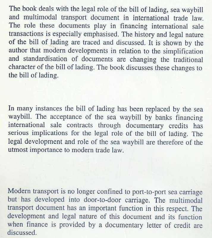 The Legal Role of the Bill of Lading, Seas Waybill, and Multimodal Transport Document | Carol Pro...