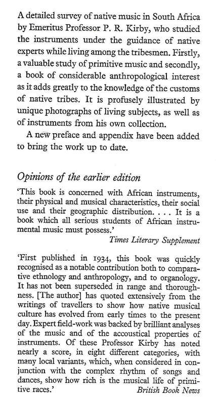 The Musical Instruments of the Native Races of South Africa | Percival R. Kirby
