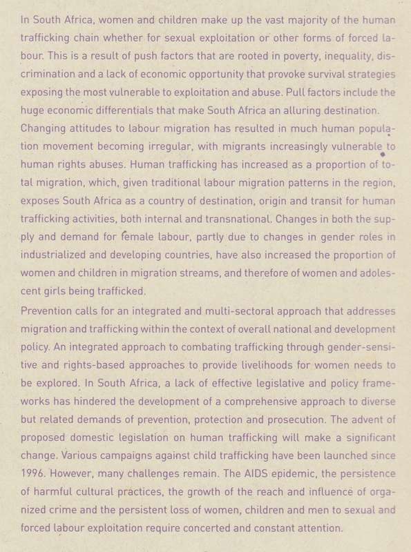 Human Trafficking in South Africa: Root Causes and Recommendations