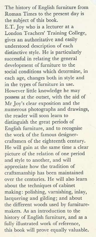 English Furniture, A.D. 43-1950 | E. T. Joy