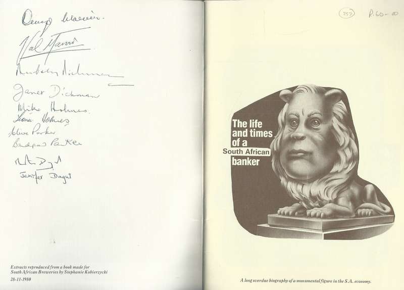 Frans Cronje: The Life and Times of a South African Banker (With Various Signatures)