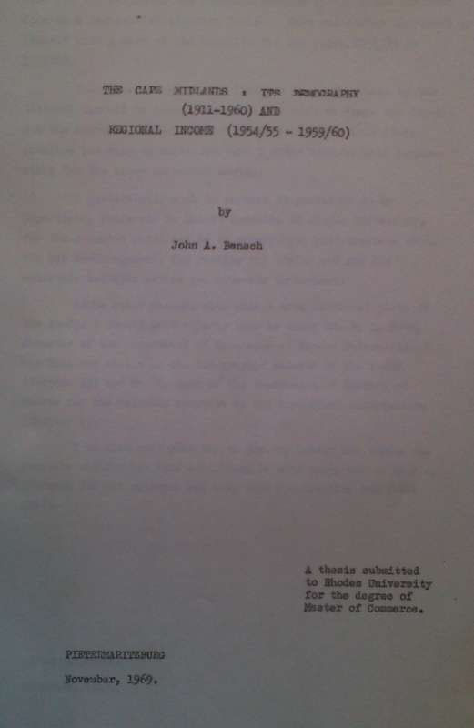 The Cape Midlands: its Demography (1911-1960) and Regional Income (1954/55-1959/1960) | John A. B...